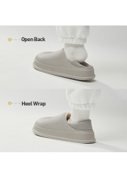 UTUNE Winter Women Slippers Waterproof Heel Covering Warm Boots Women House Shoes Men Thick Sole Indoor Slippers EVA Anti-slip