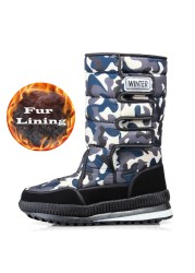 High Top Snow Boots Men Shoes Winter Plus Velvet Super Warm Cotton Shoes Man Black Camouflage Plus Size 39-47 Cold-Proof Boots