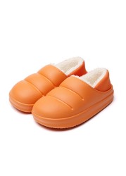 ASILETO Lovers Cotton Slippers Female Bag With Warm Shoes Indoor Home Household Thick-soled Waterproof Cotton Shoes Men Winter