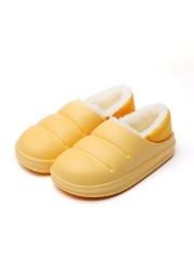 ASILETO Lovers Cotton Slippers Female Bag With Warm Shoes Indoor Home Household Thick-soled Waterproof Cotton Shoes Men Winter