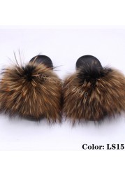 fluffy slippers women luxury real fox fur slippers women home fur slides ladies summer flip flops wholesale flat shoes slippers