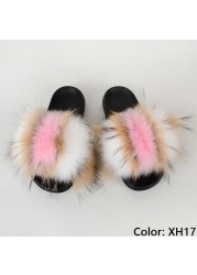 fluffy slippers women luxury real fox fur slippers women home fur slides ladies summer flip flops wholesale flat shoes slippers