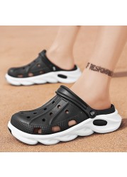 Fashion Men Slippers Outdoor Sneakers Beach Sandals Garden Shoes Comfortable Lightweight EVA Slippers Double Color Clogs