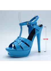 Cool Sept Genuine Leather High Heel Sandals Women Heels 10cm and 14cm Sexy Shoes Fashion Woman Shoe R4425 Hot Sale 33-40