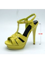 Cool Sept Genuine Leather High Heel Sandals Women Heels 10cm and 14cm Sexy Shoes Fashion Woman Shoe R4425 Hot Sale 33-40