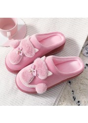 Winter Warm Slippers Polyester Cotton Women Home Shoes Lovely Non-slip Indoor Slides Corduroy Couple Slippers Women's Shoes