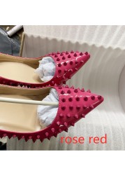 Yellow Color Rivets Women Pointed Toe Stiletto High Heels Size 33-45 Punk Rivets Slip On Sex Pumps