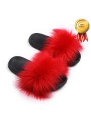 2022 New Summer Slippers Women Fuzzy Slides Fluffy Faux Fur Slippers Flat Furry Sandal Fashion Fur Flip Flop Amazing Woman Shoes