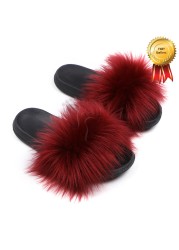 2022 New Summer Slippers Women Fuzzy Slides Fluffy Faux Fur Slippers Flat Furry Sandal Fashion Fur Flip Flop Amazing Woman Shoes