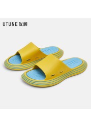 UTUNE Outdoor Women Summer Shoes Runway Slippers Outside EVA Men Beach Slides Soft Thick Sole Non-slip Sandals Indoor Bathroom