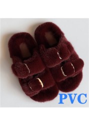 100% Genuine Mink Fur European Luxury Slippers Winter Indoor Slippers Women Slippers Women Slippers