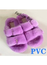 100% Genuine Mink Fur European Luxury Slippers Winter Indoor Slippers Women Slippers Women Slippers