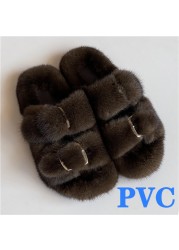 100% Genuine Mink Fur European Luxury Slippers Winter Indoor Slippers Women Slippers Women Slippers