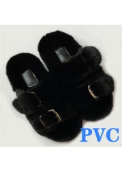 100% Genuine Mink Fur European Luxury Slippers Winter Indoor Slippers Women Slippers Women Slippers