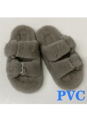 100% Genuine Mink Fur European Luxury Slippers Winter Indoor Slippers Women Slippers Women Slippers