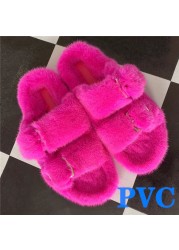 100% Genuine Mink Fur European Luxury Slippers Winter Indoor Slippers Women Slippers Women Slippers