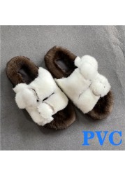 100% Genuine Mink Fur European Luxury Slippers Winter Indoor Slippers Women Slippers Women Slippers