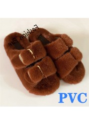 100% Genuine Mink Fur European Luxury Slippers Winter Indoor Slippers Women Slippers Women Slippers