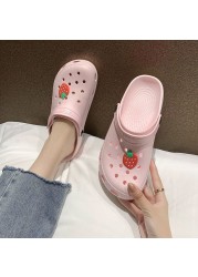 Cave Shoes Women Summer Hollow Outside Wear Slippers Cute Thick Bottom Non-slip Toe Sandals Casual Breathable Buckle Beach Shoes