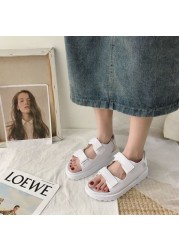 Women's Faux Leather Skirt Female Sandals 2020 Summer Fashion Sports Joker Flats For Women Ins Rome Platform Sandals Women