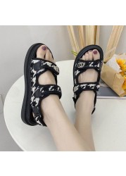 Women's Faux Leather Skirt Female Sandals 2020 Summer Fashion Sports Joker Flats For Women Ins Rome Platform Sandals Women