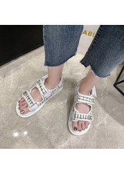 Women's Faux Leather Skirt Female Sandals 2020 Summer Fashion Sports Joker Flats For Women Ins Rome Platform Sandals Women