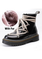 Ankle Boots Women 2021 New Winter Chunky Platform Boots Thick Bottom Punk Genuine Leather Motorcycle Botas Women Shoes Plus Size