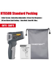 Habotest HT650 Non Contact Digital Infrared Thermometer IR Thermometer Gun Light Sound Alarm Outdoor Industrial Used LCD Display