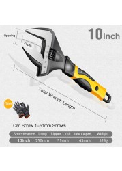 AIRAJ Adjustable Wrench Set , Movable Shifter Screwdrivers Tool Set Adjustable Wrench with Rubber Grip (6/8/10/12 IN)