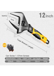 AIRAJ Adjustable Wrench Set , Movable Shifter Screwdrivers Tool Set Adjustable Wrench with Rubber Grip (6/8/10/12 IN)