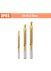 3/4/5/6pcs Cobalt Drill Bit Spiral Screw Metric Composite Tap Drill Bits Drill Polishing Woodworking HSS Twist Drilling Tools