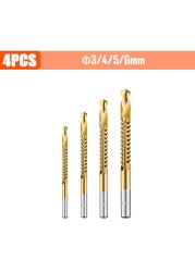 3/4/5/6pcs Cobalt Drill Bit Spiral Screw Metric Composite Tap Drill Bits Drill Polishing Woodworking HSS Twist Drilling Tools