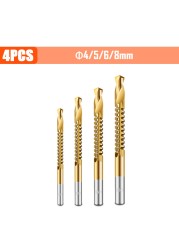 3/4/5/6pcs Cobalt Drill Bit Spiral Screw Metric Composite Tap Drill Bits Drill Polishing Woodworking HSS Twist Drilling Tools