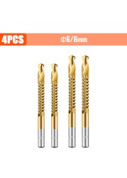 3/4/5/6pcs Cobalt Drill Bit Spiral Screw Metric Composite Tap Drill Bits Drill Polishing Woodworking HSS Twist Drilling Tools