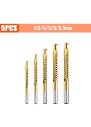 3/4/5/6pcs Cobalt Drill Bit Spiral Screw Metric Composite Tap Drill Bits Drill Polishing Woodworking HSS Twist Drilling Tools