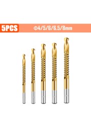 3/4/5/6pcs Cobalt Drill Bit Spiral Screw Metric Composite Tap Drill Bits Drill Polishing Woodworking HSS Twist Drilling Tools