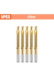 3/4/5/6pcs Cobalt Drill Bit Spiral Screw Metric Composite Tap Drill Bits Drill Polishing Woodworking HSS Twist Drilling Tools