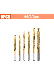 3/4/5/6pcs Cobalt Drill Bit Spiral Screw Metric Composite Tap Drill Bits Drill Polishing Woodworking HSS Twist Drilling Tools