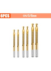 3/4/5/6pcs Cobalt Drill Bit Spiral Screw Metric Composite Tap Drill Bits Drill Polishing Woodworking HSS Twist Drilling Tools