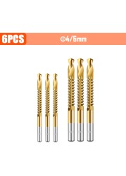 3/4/5/6pcs Cobalt Drill Bit Spiral Screw Metric Composite Tap Drill Bits Drill Polishing Woodworking HSS Twist Drilling Tools