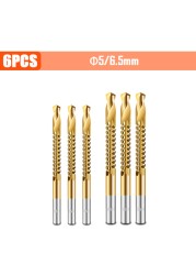 3/4/5/6pcs Cobalt Drill Bit Spiral Screw Metric Composite Tap Drill Bits Drill Polishing Woodworking HSS Twist Drilling Tools