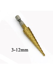 3pcs HSS Titanium Coated Step Drill Bit 4-12 4-20 4-32 Drill Power Tools Metal High Speed ​​Steel Wood Hole Cutter Cone Drill