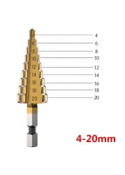 3pcs HSS Titanium Coated Step Drill Bit 4-12 4-20 4-32 Drill Power Tools Metal High Speed ​​Steel Wood Hole Cutter Cone Drill