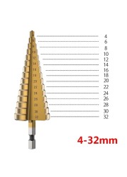 3pcs HSS Titanium Coated Step Drill Bit 4-12 4-20 4-32 Drill Power Tools Metal High Speed ​​Steel Wood Hole Cutter Cone Drill