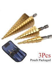 3pcs HSS Titanium Coated Step Drill Bit 4-12 4-20 4-32 Drill Power Tools Metal High Speed ​​Steel Wood Hole Cutter Cone Drill