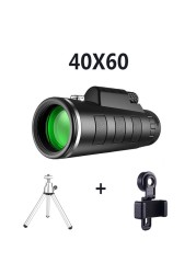 40X60 HD Professional Monocular Telescope Night Powerful Binoculars Waterproof Mini Pocket Zoom With Smartphone Hunting Camping