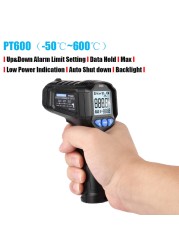 High precision infrared digital thermometer pro non-contact temperature infrared laser humidity LCD display PT380/600 peaktool