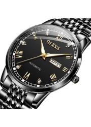 New OLEVS Men's Mechanical Watch Switzerland Wristwatch Business Men Waterproof Steel Strap Automatic Mechanical Watches Gift