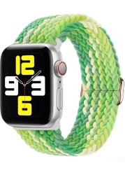 Braided Solo Loop Ring for Apple Watch 44mm 40mm 42mm 38mm Elastic Nylon Fabric Bracelet for iWatch 3 4 5 SE 6 Adjustable Buckle