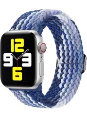 Braided Solo Loop Ring for Apple Watch 44mm 40mm 42mm 38mm Elastic Nylon Fabric Bracelet for iWatch 3 4 5 SE 6 Adjustable Buckle